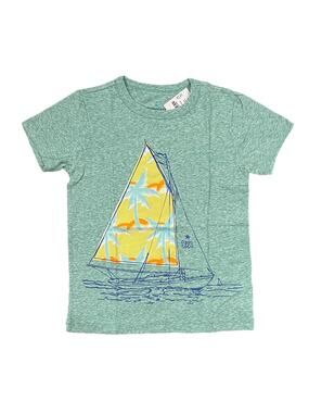 NWT J. Crew Boys' (Unisex) Heather Green W/Sailboat Applique' Tee